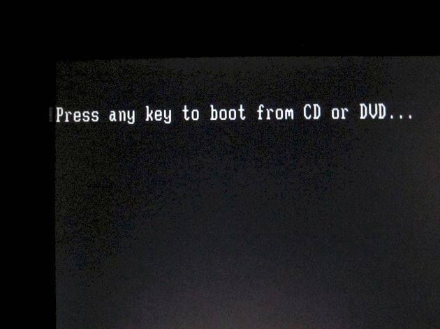 Press any key to boot from CD or DVD