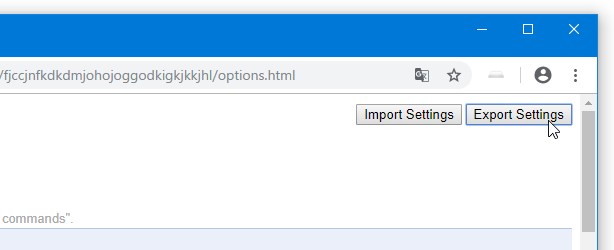 「Export Settings」ボタンをクリック