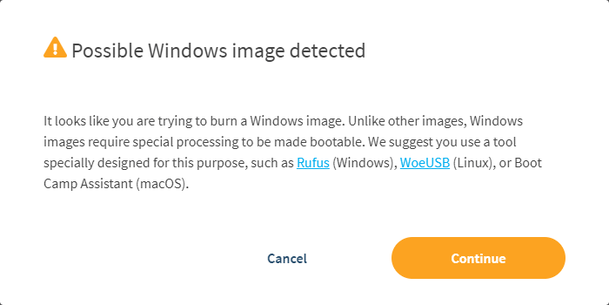 Possible Windows image detected