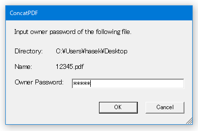 Input owner password of the following file.
