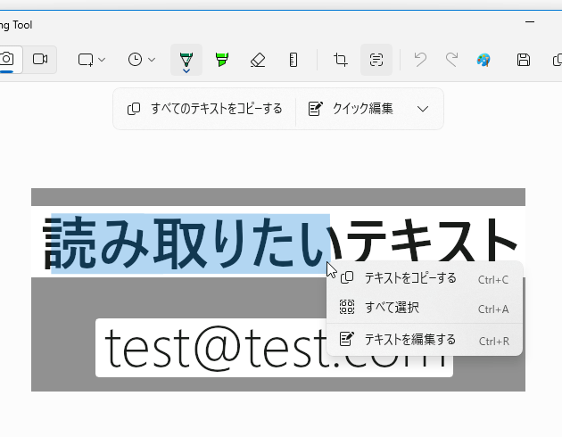 任意の部分を選択してコピーすることも可能