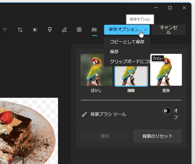 保存オプション