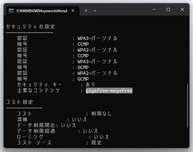 パスワードを選択状態にし、「Ctrl」＋「C」を選択する