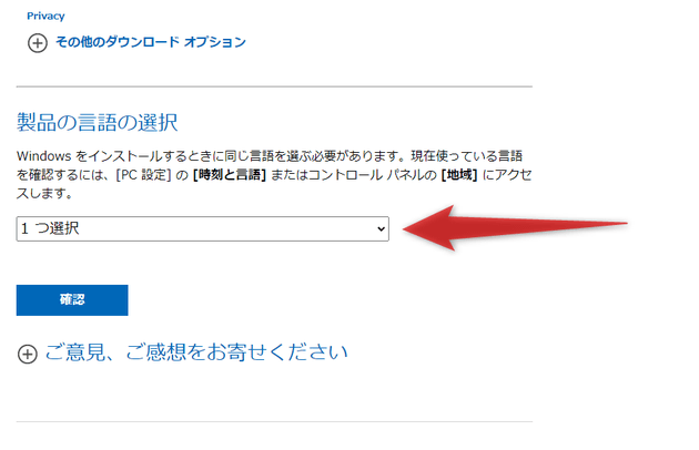 ダウンロードする Windows 11 のビルド番号を選択する