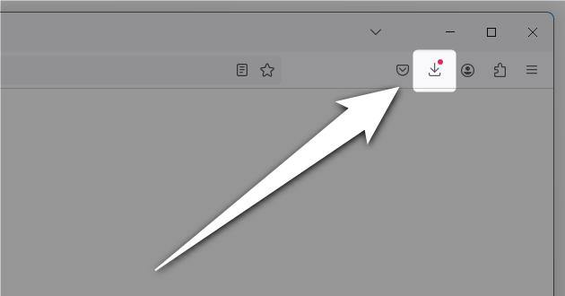 ファイルのダウンロードがブロックされると、ツールバー上のダウンロードボタンに赤いマークが表示される