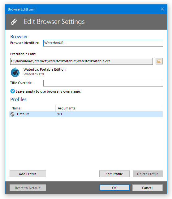 Edit Browsers Settings