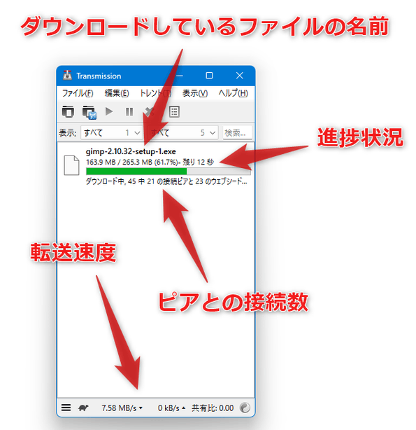 ダウンロード情報の確認