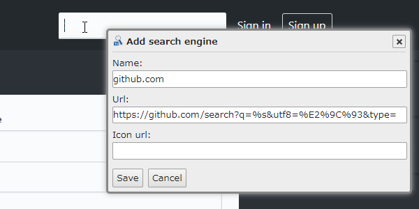 検索フォームをクリック → “ 「Ctrl」＋「Alt」＋左クリック ” し、「Save」ボタンをクリックする