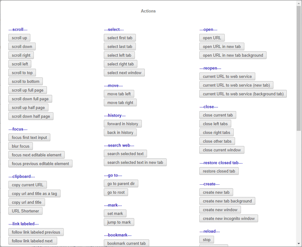 割り当て可能なアクション