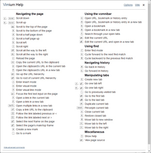 Vimium スクリーンショット