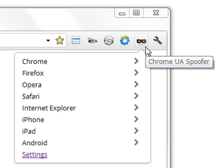 User-Agent Switcher for Chrome スクリーンショット