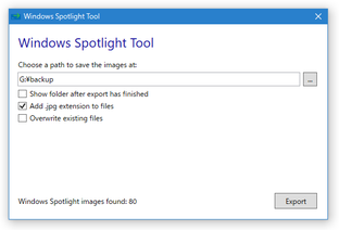 Windows Spotlight Tool スクリーンショット