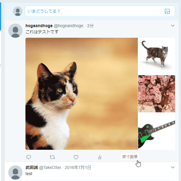 ツイートの右下に表示される「原寸画像」ボタンをクリック