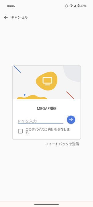設定しておいた PIN を入力する