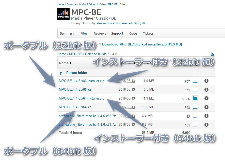 MPC-BE のダウンロード