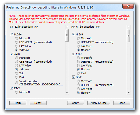 Manage preferred DirectShow source filters