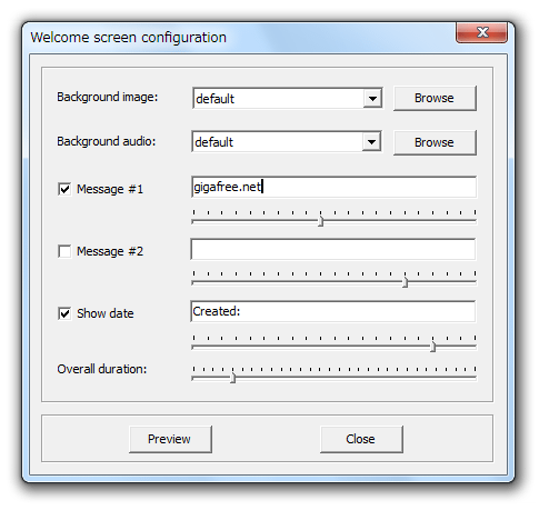 Welcome screen configuration