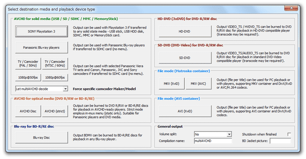 Select destination media and playback device type