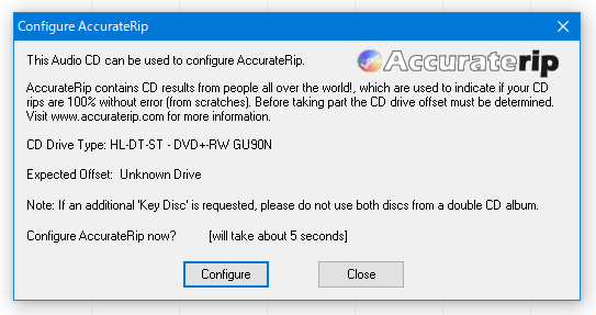 AccurateRip の設定