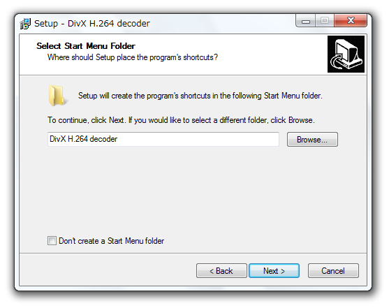 Select Start Menu Folder