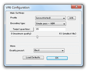 Google VP8 VFW Codec スクリーンショット