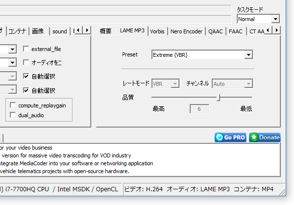 Lame MP3 の詳細設定