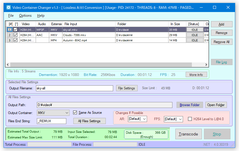 Video Container Changer のダウンロードと使い方 ｋ本的に無料ソフト フリーソフト