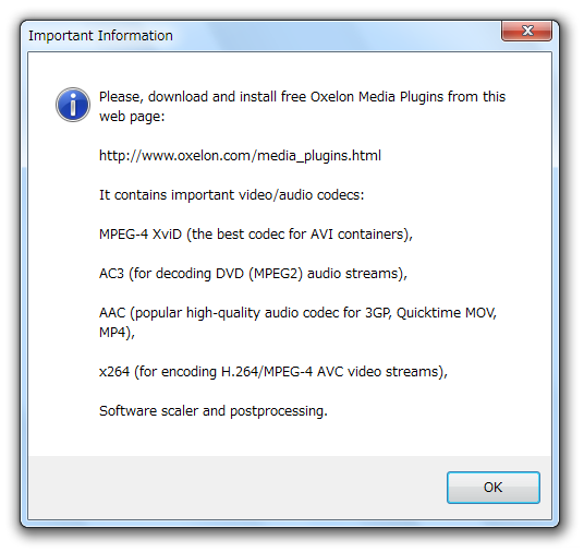 Please, download and install free Oxelon Media Plugins from this web page