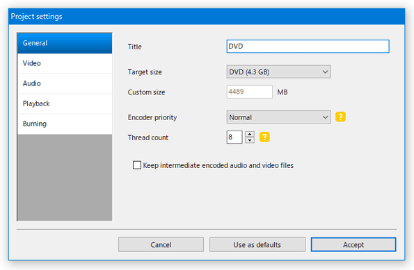 Project settings