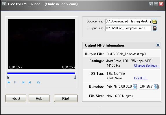 Free DVD MP3 Ripper