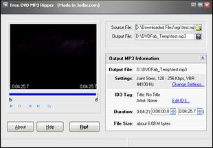 Free DVD MP3 Ripper スクリーンショット