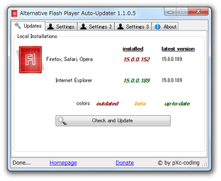 Alternative Flash Player Auto-Updater スクリーンショット