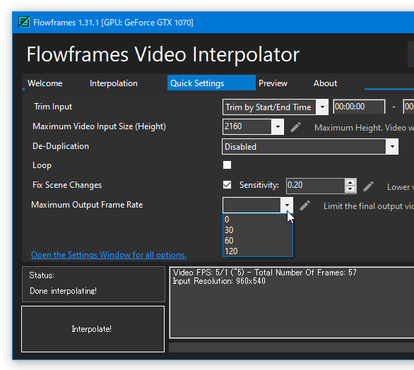 Maximum Output Frame Rate