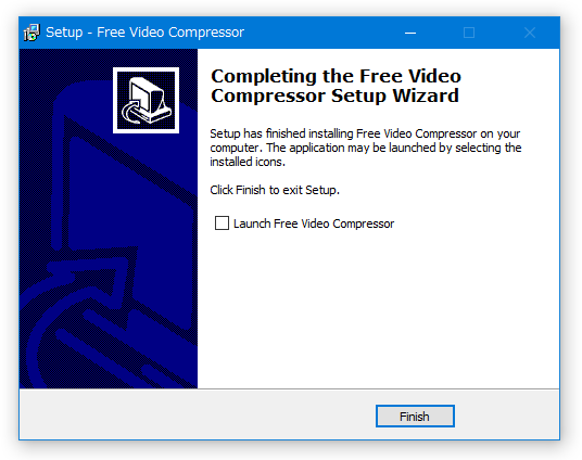 「Launch Free Video Compressor」のチェックは外しておく