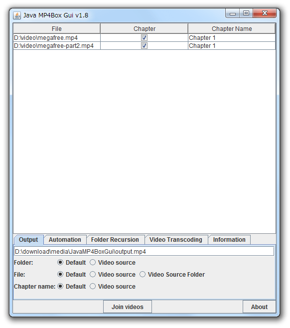 Java MP4Box Gui