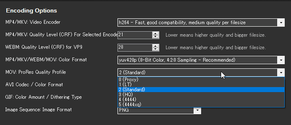 MOV: ProRes Quality Profile