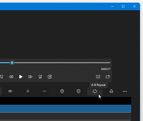 「A-B Repeat」ボタンをクリックする
