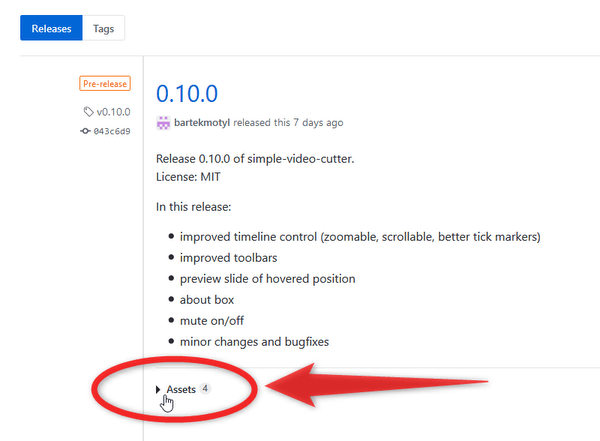 「Assets」というテキストをクリックする