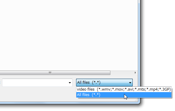 ファイルの種類を「All files  (*.*)」にしておく