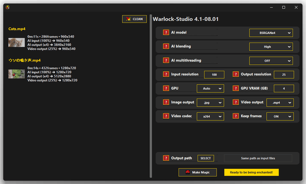 選択した動画や画像が、左側の欄に登録された