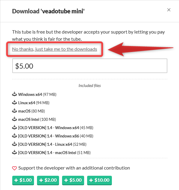 「No thanks, just take me to the downloads」というリンクをクリックする