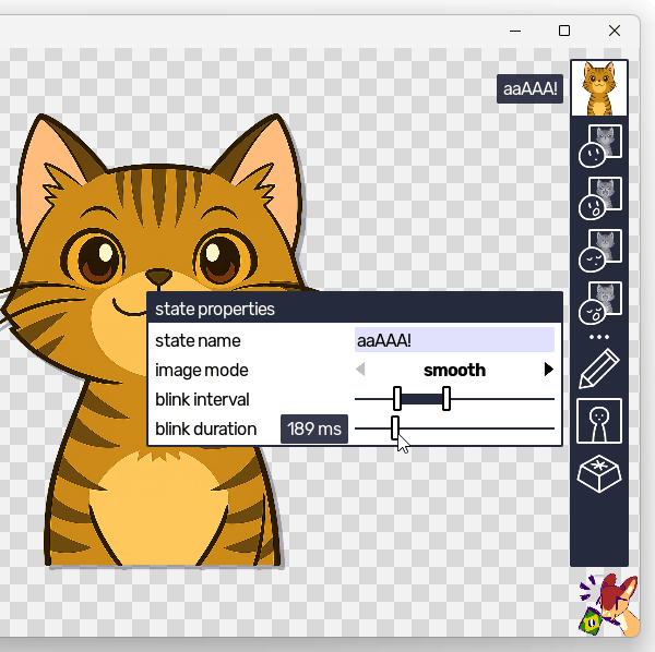 「blink duration」欄で、一回の瞬きにかける時間を指定する