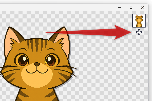 サムネイルの下に表示される ＋ ボタンをクリック