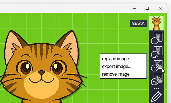 「closed mouth blinking image」ボタンをクリックし、「replace image」を選択する