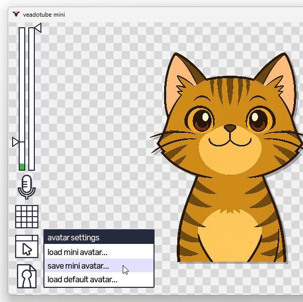 画面左下にある「avatar settings」ボタンをクリックし、「save mini avatar...」を選択する
