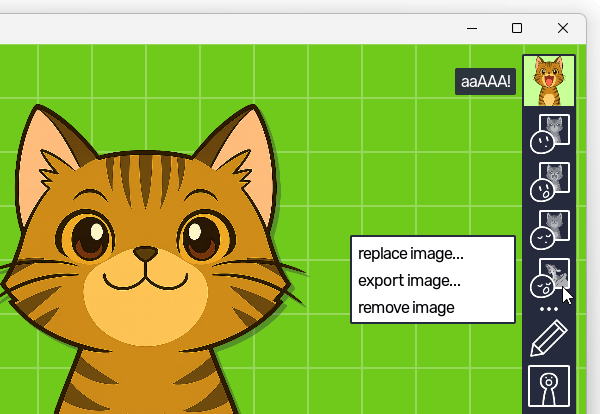 「open mouth blinking image」ボタンをクリックし、「replace image」を選択する