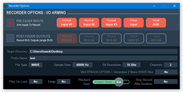 Recorder Options