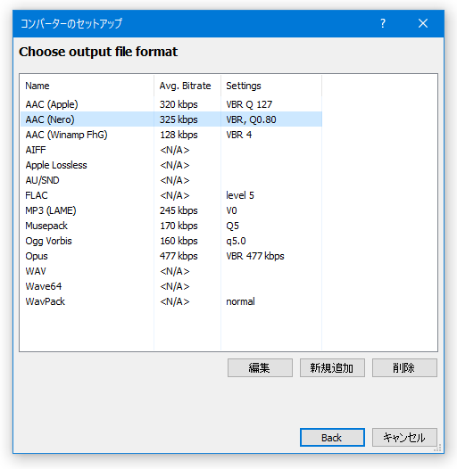 プリセットが登録された