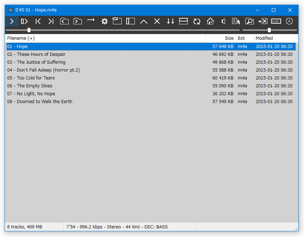 フォルダツリーを非表示にした例