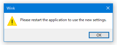 Please restart the application to use the new settings